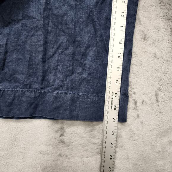 Daily Ritual Pants Womens 12 Blue Linen Pull On Wide Leg Crop Culotte Lagenlook - Picture 7 of 9